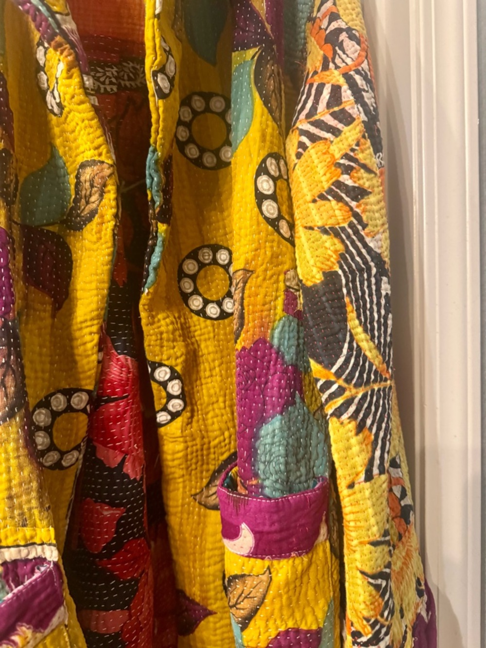 Vibrant Yellow Patchwork Quilt-Style Jacket - Picture 3 of 11